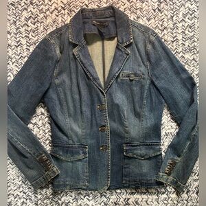Women's Y2K Retro Blue Denim Blazer Jacket Lorelai Gilmore Vibes size Medium
